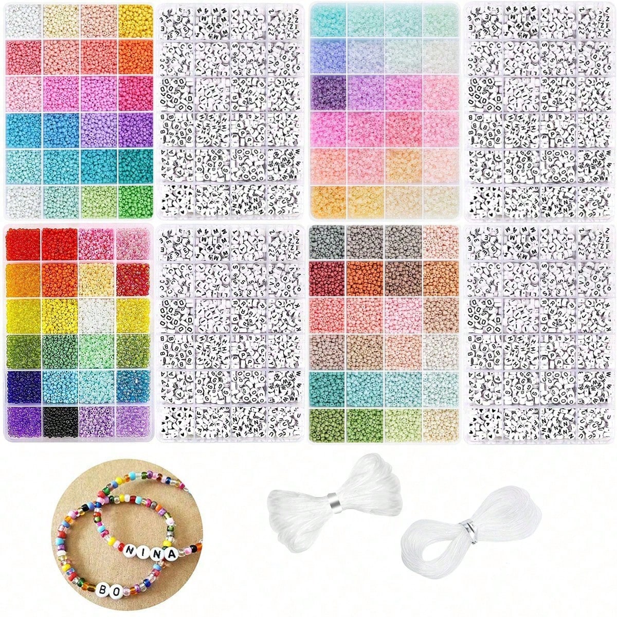 Jewelry Making Kit For Kids - 5760 piezas, caja de 24 compartimentos,