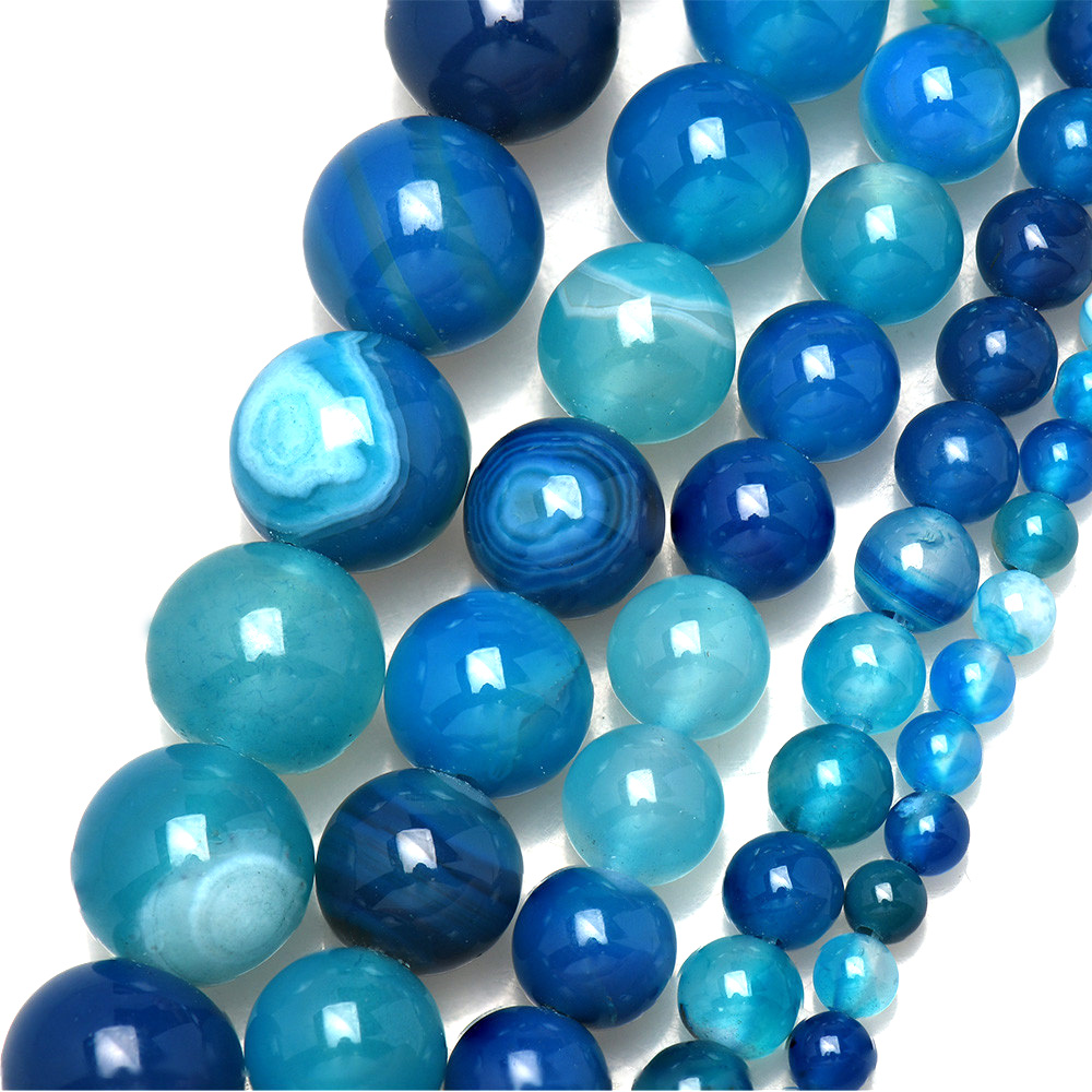 Jewelry Making Stones - Ágatas de encaje azul con bandas